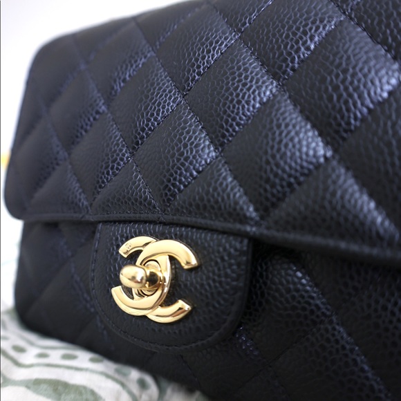 RARE | CHANEL Mini Square Flap Black Caviar GHW - Picture 16 of 17